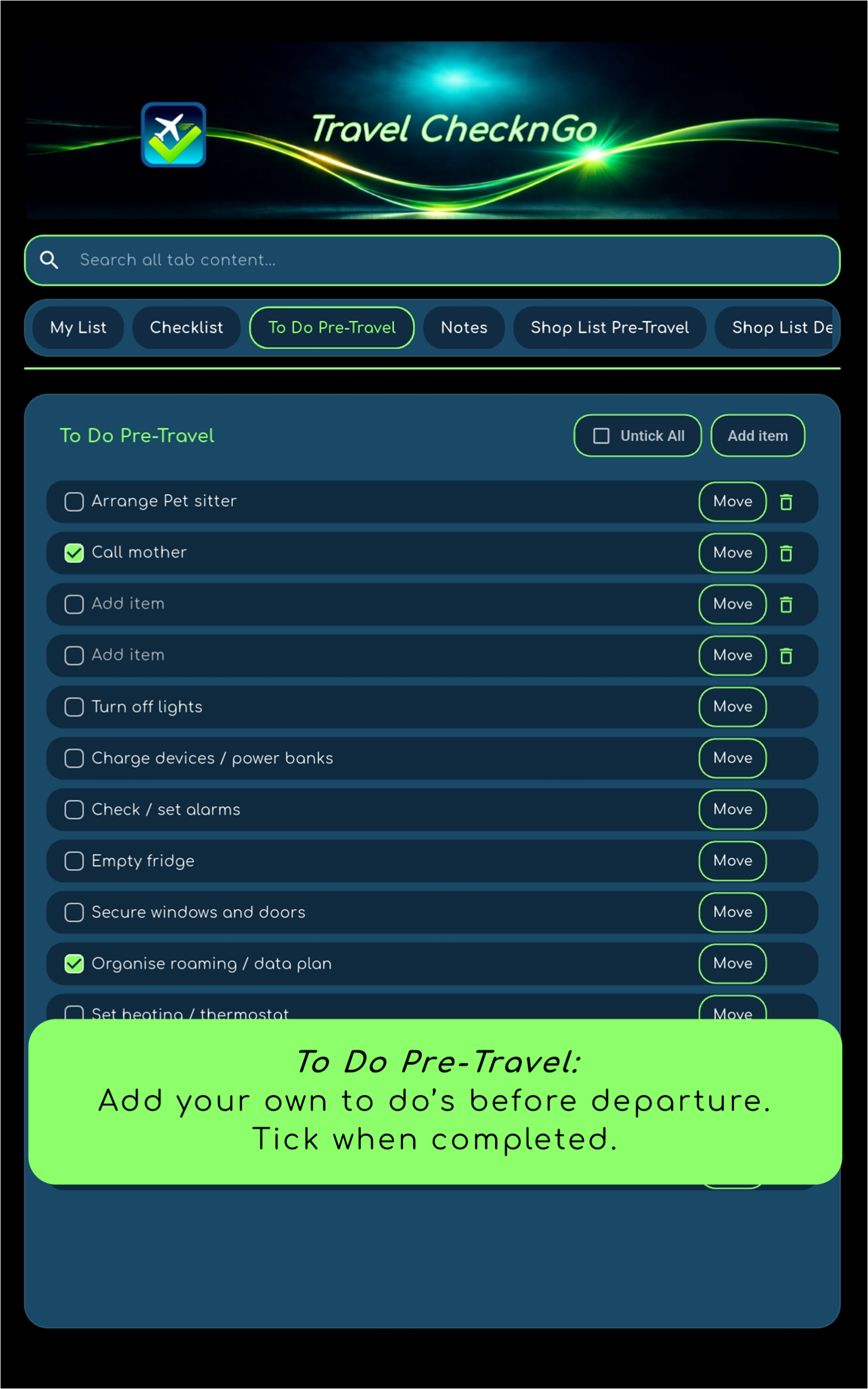 Travel ChecknGo screenshot 4